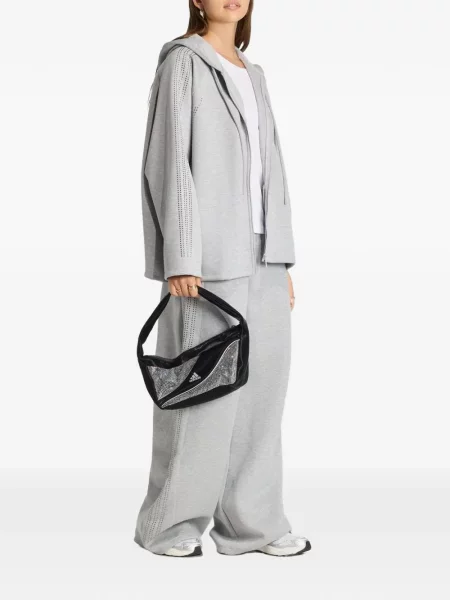 Pantaloni Adidas cu dungi alergare tricotate maro