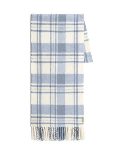 Fular Woolrich cu franjuri în carouri albastru