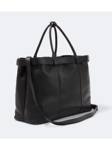Кожена чанта Prada с катарама черно