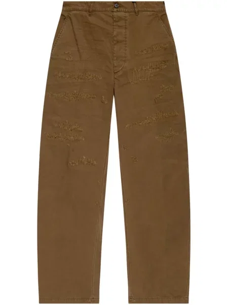 Kalhoty Dsquared2 s dírami hnědé