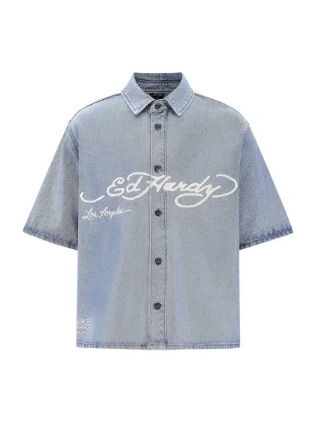 Ed Hardy Košulja Adler und Sterne plavi traper bijela