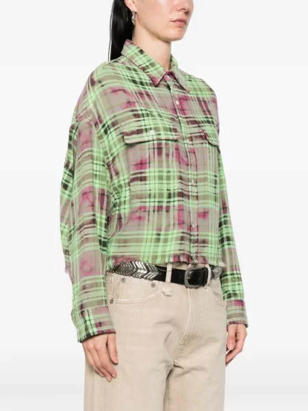 Koszula R13 w kratkę zielona