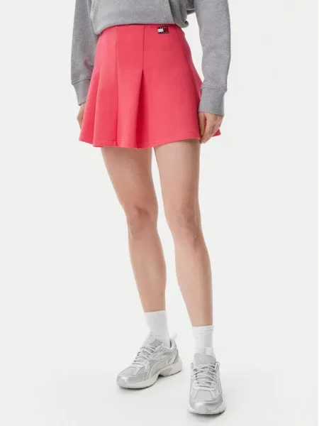 Tommy Jeans Fustă mini Badge roz