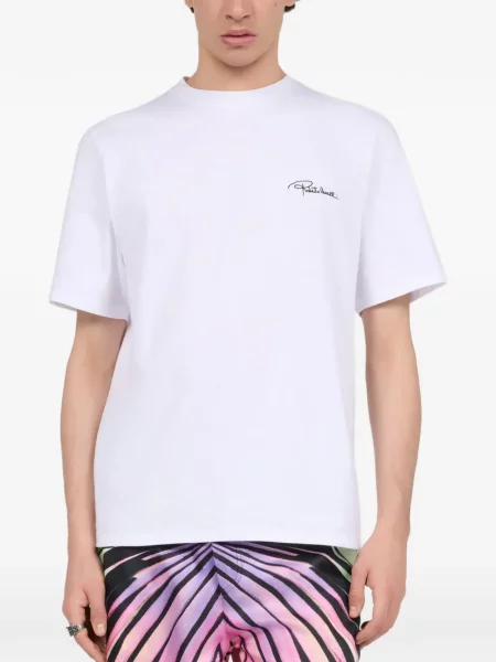 Tricou Roberto Cavalli cu broderie alb