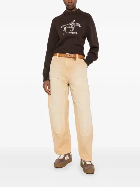 Pulover Sporty & Rich cu broderie maro