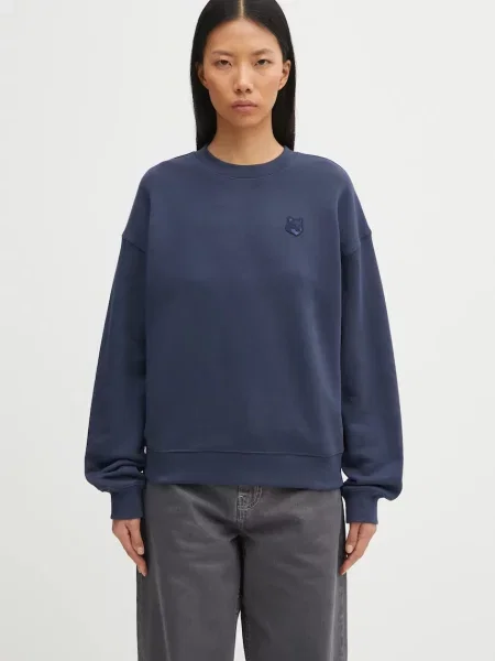 Maison Kitsuné hanorac de Bold Fox Head Patch bleumarin uni