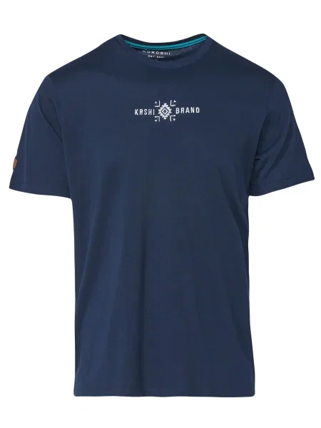 KOROSHI Tricou bleumarin / albastru deschis alb