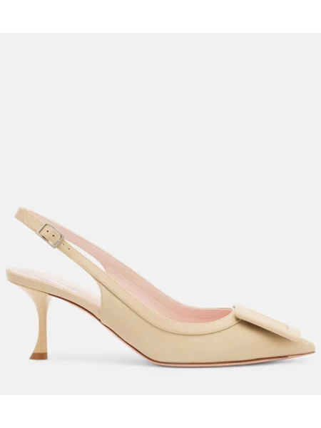 Pantofi cu toc Roger Vivier slingback bej