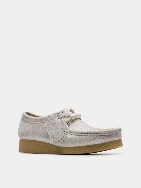 Кожаные ботинки Clarks серебряные
