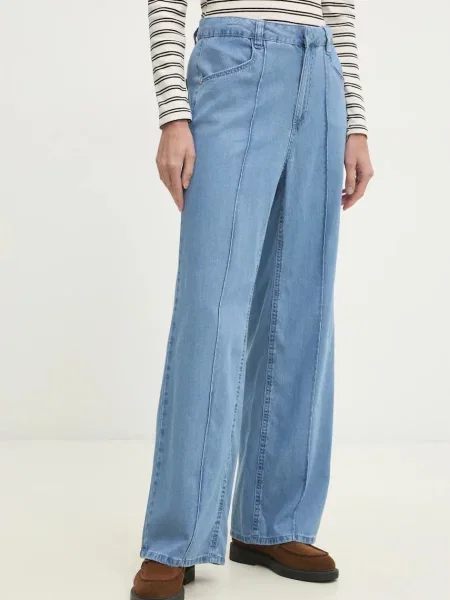 Blugi Dkny cu talie înaltă albastru