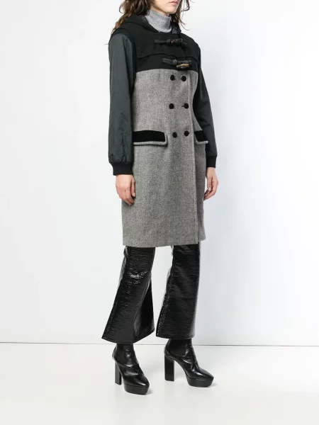 Dvouřadý kabát Jean Paul Gaultier Pre-owned s kapucí šedý
