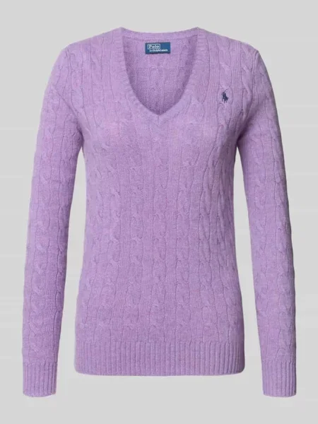 Sweter w kroju regular fit z mieszanki wełny z domieszką kaszmiru Polo Ralph Lauren fioletowy