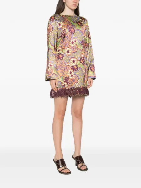 Rochie mini Alemais cu franjuri portocaliu
