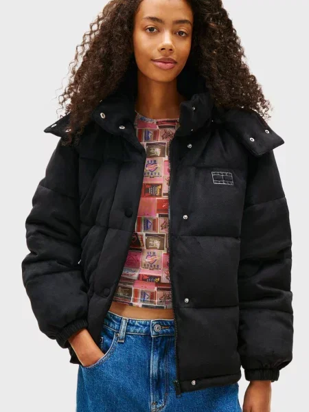 Стеганая джинсовая куртка Tommy Jeans черная