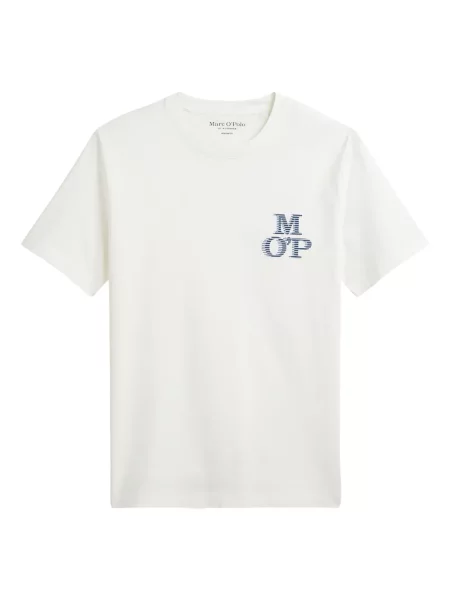 Tricou polo Marc O'polo cu broderie cu decolteu rotund alb