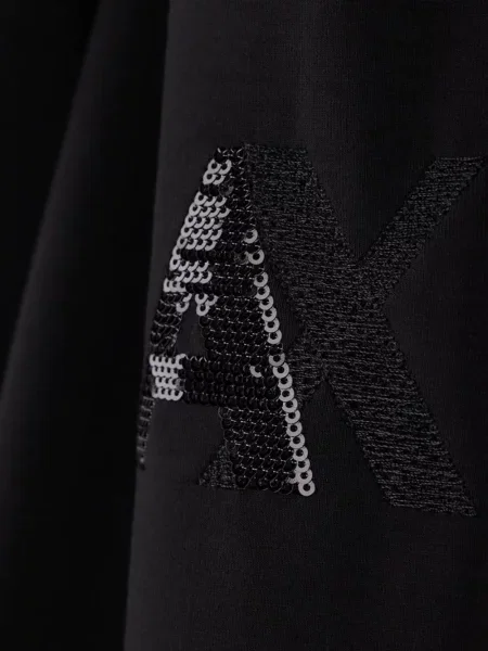 Pantaloni Armani Exchange cu paiete alergare negru