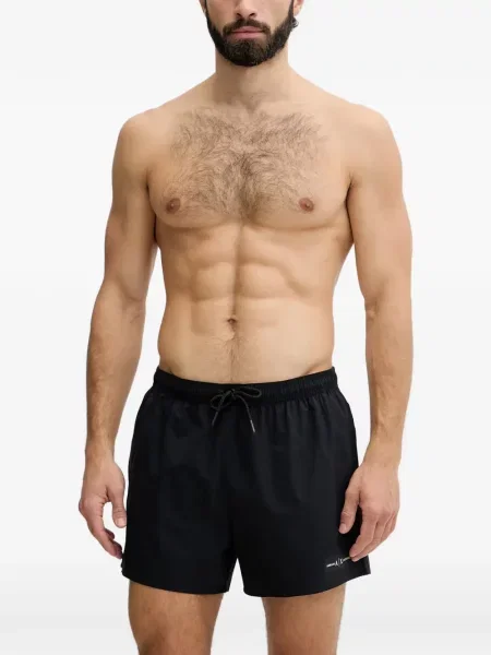 Kąpielówki Armani Exchange z nadrukiem ze sznurkiem niebieskie