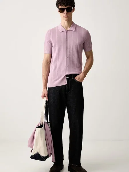 Tricou polo Karl Lagerfeld roz
