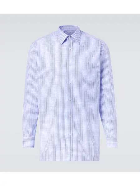 Kostkovaná poplínová košile Charvet modrá