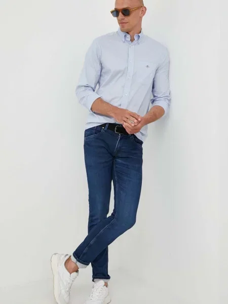 Gant koszula regular z kołnierzykiem button-down niebieski