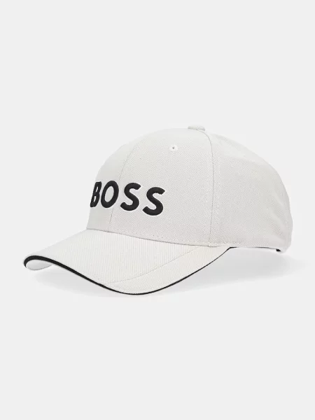 Шапка с козирка BOSS Green с апликация бежово