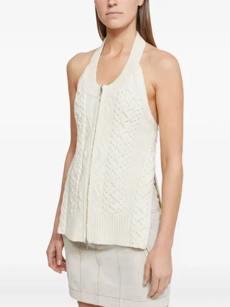 Top 3.1 Phillip Lim tricotate cu gât halter alb