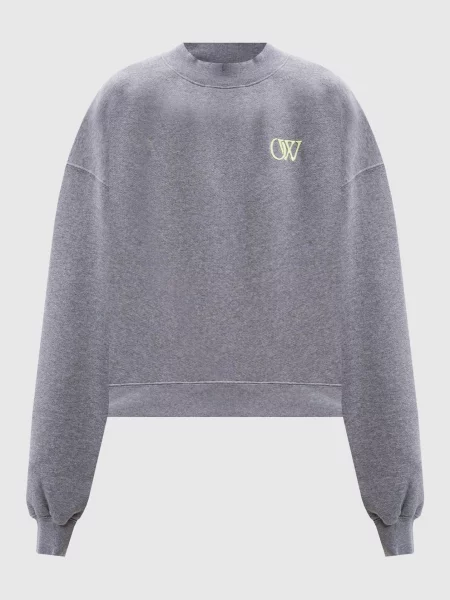 Меланжевий світшот з вишивкою монограми логотипа Off-white сірий