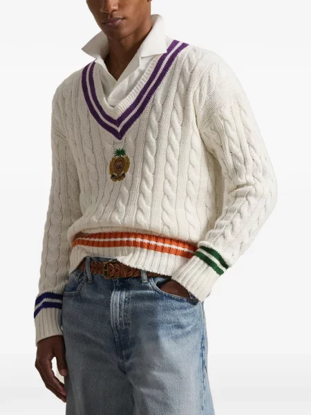 Șapcă Polo Ralph Lauren cu decolteu în V cu autograf în carouri albastru