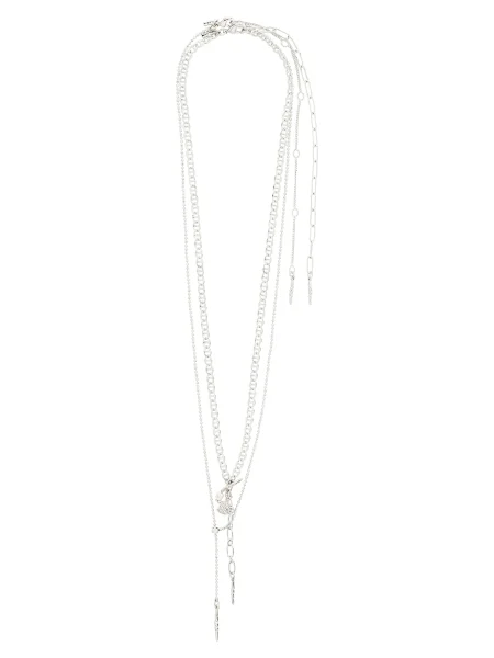 Pilgrim Verižica Breeze srebrna / transparentna / biserno bela