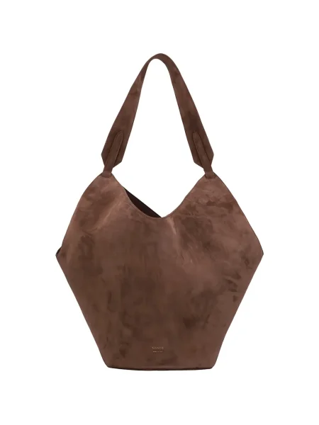 Geantă bucket Khaite din piele de căprioară mini maro