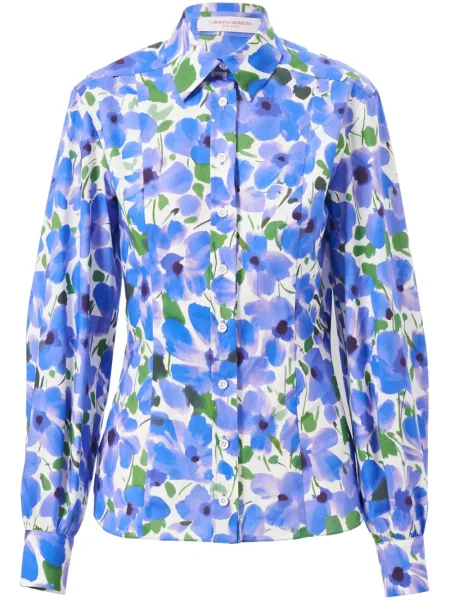 Bluză Carolina Herrera cu model floral cu imagine albastru