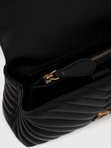 Pinko чанта crossbody дамска от кожа черно