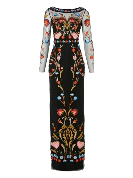 Rochie Temperley London cu broderie cu model floral de costum negru