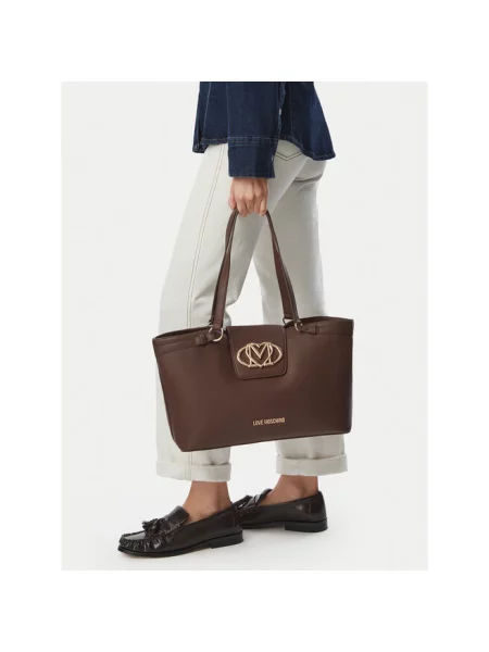 Love Moschino torebka shopper brązowa