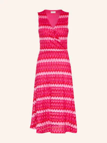 Milano Italy Sukienka Szydełkowa W Stylu Kopertowym pink czerwona