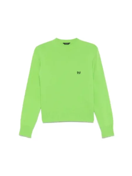 Haftowany lniany sweter Balenciaga zielony