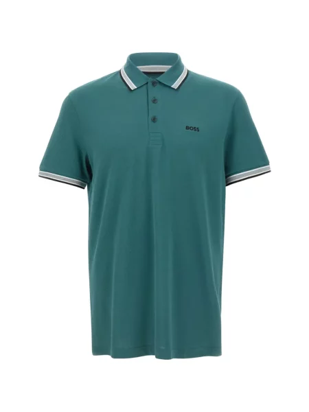 Tricou polo Boss cu dungi verde