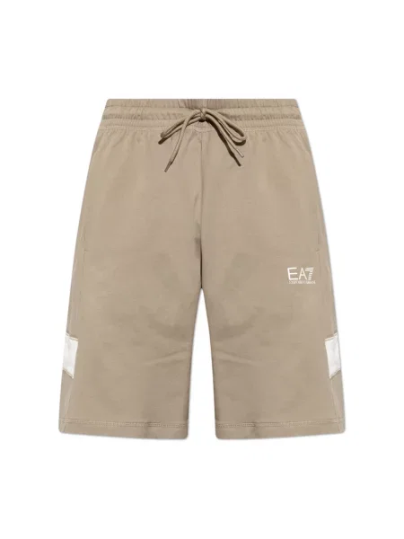 Szorty Emporio Armani Ea7 z logo brązowe