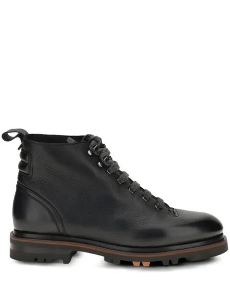 Botine Santoni cu șireturi din dantelă negru
