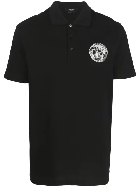 Tricou polo Versace cu broderie negru