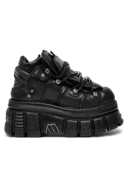 New Rock sneakers din piele Negro + Nomada Negro + Tower Negro Lateral negru
