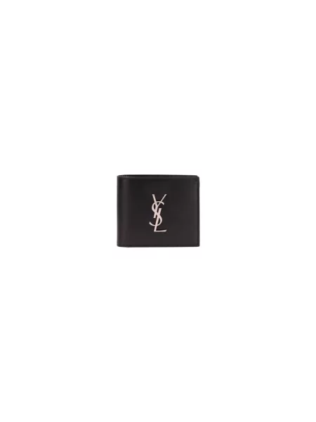 Portfel Saint Laurent skórzany z logo czarny