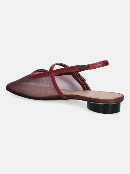 Tommy Hilfiger baleriny MESH ROUND HEEL BALLERINA z odkrytą piętą bordowy