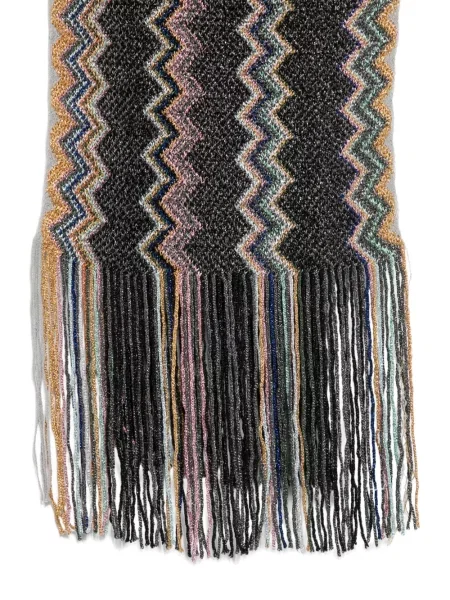 Fular Missoni cu franjuri tricotate negru