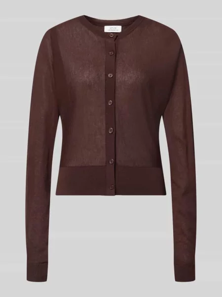 Kardigan rozpinany z okrągłym dekoltem model Desela' Opus brązowy
