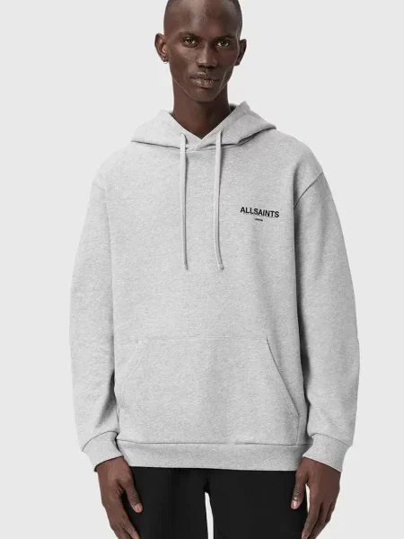 AllSaints hanorac de cu glugă cu imprimeu gri