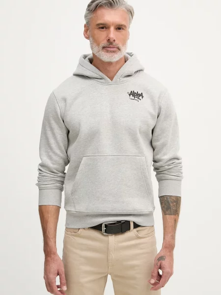 Hanorac cu glugă Alpha Industries cu glugă gri