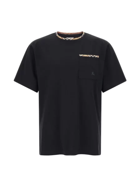 Koszulka Burberry z logo w kratę czarna