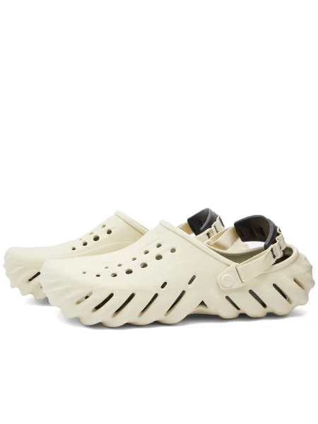 Crocs klapki Echo Clog damskie na platformie beżowy