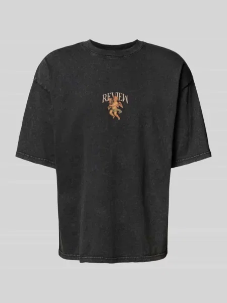 T-shirt z obniżoną linią ramion Review czarna